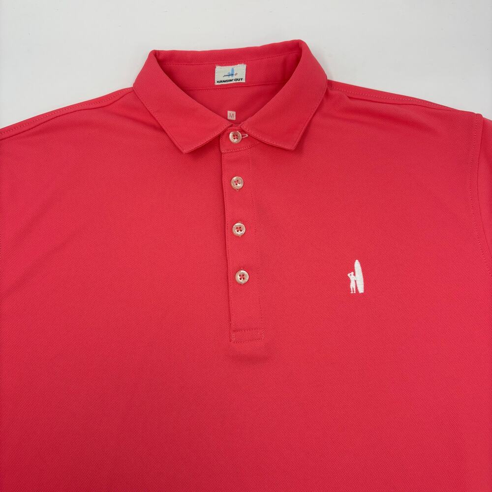 Johnnie-O Men's Medium Solid Pink Golf Polo Shirt